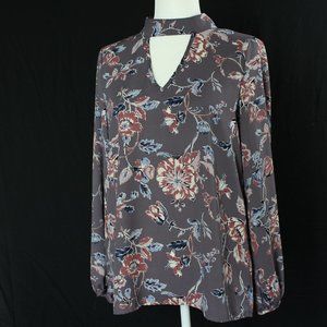 Peach Love | Purple Floral Blouse | Sz M